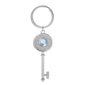 Llavero llave de plata con piedra azul y pedrería brillante para parejas - Llave Azul