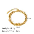 18K vergulde roestvrijstalen Cuban armband met dikke schakels en twee gouden kralen - Dubbele Gouden Bal Grove Kettingstijl (NB-B1008)