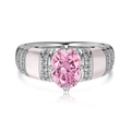 S925 sterling silver ring with oval pink ice cut gemstone and pavé zircon details - Silver/Pink Zirconia (Oval Accent)