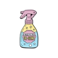 Metal enamel brooch shaped like a spray bottle with Stigma Be-Gone text engraving - Stigma Be-gone-QHXZ2342