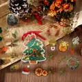 Set de pegatinas navideñas vintage con tarjetas de abetos y calcomanías de PET - Canción de amor del bosque de pinos