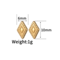 Detailed view of gold geometric rhombic earrings with textured surface and 10mm size markings - Gold Embossed Rhombus Medium