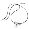 Adjustable black wax cord necklace with large polished silver heart pendant 25mm - 3D Heart Style (PDD984)