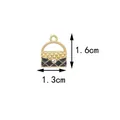 Golden handbag charm with black and white diamond pattern enamel and rhinestone, 1.6x1.3cm - Black Small Bag (1.3CM×1.6CM)