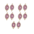 Pendentif religieux ovale en or KC avec émail violet et strass pour bijoux DIY - Standard / Violet