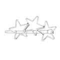 Fermaglio per capelli argento con tre stelle in metallo lucido e design cavo - Argento