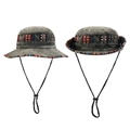 Detailed view of ethnic style bucket hats with adjustable chin straps for outdoors - One Size / Gray