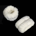 White coral fleece wrist wash bands with soft plush texture for face washing - Plush Wristbands 2Pcs / Off White