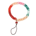 Macro view of matte resin phone strap with colorful gradient chain and red bead detail - SL1847-Multicolor Gradient Matte