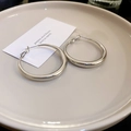 Dettaglio degli orecchini a cerchio in argento con cristalli su piatto di ceramica - 29# Cerchio Piccolo Argentato