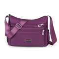 Borsa a tracolla in nylon viola impermeabile con tasche multiple con zip e logo - Viola