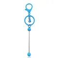 DIY sky blue beaded keychain with metal rod and lobster clasp for custom accessories - Sky Blue