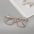 Occhiali alla moda in TR rosa trasparente con montatura geometrica e aste oro rosa - Rosa Trasparente