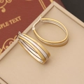Two-tone geometric stainless steel hoop earrings in gold and silver finish for women - Smooth Hoop Style (3#)