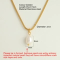 Collier en acier inoxydable doré avec perle baroque longueur 45cm détails techniques - Chaîne Classique Dorée - NK2520G