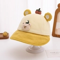 Detalle de gorro de pana para niños con orejas 3D y parche de oso bordado - 50-52cm (2-4 años) / Amarillo