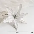 Zilveren kunstmatige kerstbloem met glinsterende randen voor kerstboomdecoratie - Zilver