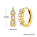 Close-up of gold hoop earrings with white stones showing dimensions 1.33cm height - Four-Stone Style (EH-715G)