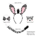 4-piece zebra costume set for kids including striped headband, bowtie, and tail accessories - 4pcs Zebra Set (Hair Ears + Sticker)