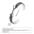 Men's vintage stainless steel feather cuff bracelet with 60mm diameter and 14mm width - B-509