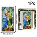 Detailed dimensions of 150x75cm stained glass style Christmas angel door flag banner - Little Angel / 75x150cm
