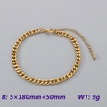 Golden titanium steel curb chain bracelet for women 5x180mm with adjustable lobster clasp - Curb Chain - Gold Color
