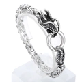 Bracelet chaîne byzantine en acier inoxydable vintage avec fermoir tête de dragon - Tête de Dragon Couleur Acier (KB164521-Z)