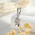 Silver Christmas stocking hoop earrings with sparkling cubic zirconia on a white stand - A904-6# Christmas Stocking (Single Piece) / Silver