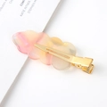Macro detail of wave-shaped hair clip showing gradient resin texture and gold metal base - 8# Pink Yellow Gradient Wave / 6.2cm