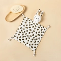 Detail of muslin cotton baby security blanket with leopard print and cute rabbit head - Leopard Print
