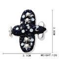 Fashion alloy airplane brooch with blue crystals and white pearls, sized 3.8cm by 3.1cm - Blue Small Airplane