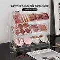 Three-tier clear acrylic tiered makeup organizer for eyeshadow palettes and lipsticks - 3-Tier Medium