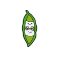 Creative enamel pin featuring cute white cats in a green pea pod plant shape - Half Open Pea Pod Double Cat Style (xz3078-2)