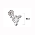 Silver stainless steel lip stud featuring a 5mm triangle crystal cluster design - Five-Millimeter Triple-Bead Gem Style (10 silver) / 1.2*8mm / Silver