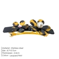 Leopard print flower hair clip with pearl and rhinestone on a gold stainless steel base - Leopard Print