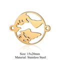 Golden world map stainless steel connector pendant with side rings for DIY jewelry 15x20mm - World Map (T655-2) / 5 Pieces / Gold