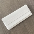 White lychee grain faux leather protective sleeve for vintage round sunglasses - White Leather Case (with Strap) + Cleaning Cloth