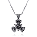 Colgante nudo celta vintage de acero inoxidable en plata antigua estilo vikingo - Colgante de Nudo Celta (A0912) / Color Acero (Sin Cadena)