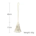 Bohemian off-white braided cotton curtain tieback with decorative tassel and measurements - Single Tassel / White Style 2