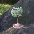 Green aventurine crystal tree of life with copper wire and natural agate base - Green Aventurine