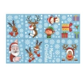 Christmas window stickers featuring Santa, reindeer, and snowman in a festive blue theme - 8 Sheets/Set Santa Claus 22*30cm