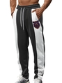 Men's black and white joggers featuring contrast side stripes and bear head graphic print - S / Bottoms / Black + Artistic Bear Head Print