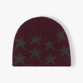Winter beanie in deep burgundy featuring knitted star jacquard patterns for warmth - One Size (54-61cm) / Wine Red (24B011)