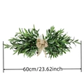 Detail view showing 60cm long artificial olive leaf door swag with burlap bow decoration - Artificial Olive Swag