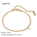 Polished 18K gold plated stainless steel rope chain anklet with extension and lobster clasp - Twisted Rope Chain Style (JDA201021)