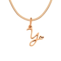 Rose gold stainless steel necklace with letter Y pendant and heart detail - Letter Y / Rose Gold