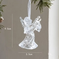 Transparent acrylic Christmas angel ornament with silver glitter wings and white string - Angel with Lute