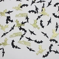 Golden glitter witch and Happy Halloween confetti with black paper bats on white - Happy Halloween Mixed Set / 100pcs Pack / Gold/Black