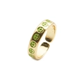 Modischer vergoldeter verstellbarer Ring mit grünen Emaille-Smileys für Damen - Einstellbar Offen / Grün
