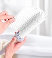 White silicone heat resistant mat with wave texture for hair curling iron tools - White